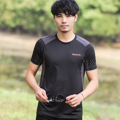 

Pathfinder (TOREAD) outdoor quick-drying short-sleeved t-shirt men's breathable sweat sweat fast drying function sports round neck T-shirt KAJF81316 black / dark gray