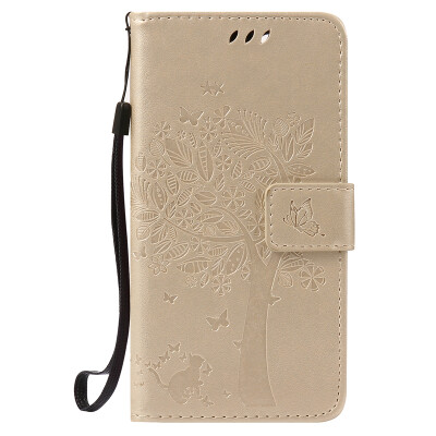 

Gold Tree Design PU Leather Flip Cover Wallet Card Holder Case for WIKO LENNY 2