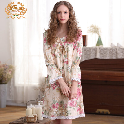 

Qing Tongqiu female cotton long sleeves cute sleeping skirt princess home service 9571711 XL