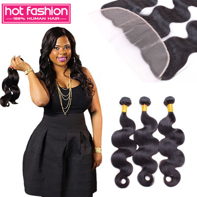 

3 Bundles Brazillian Body Wave With Frontal Grade 8A Unprocessed Virgin Hair With Frontal Hot Fashion Bundles With Frontal