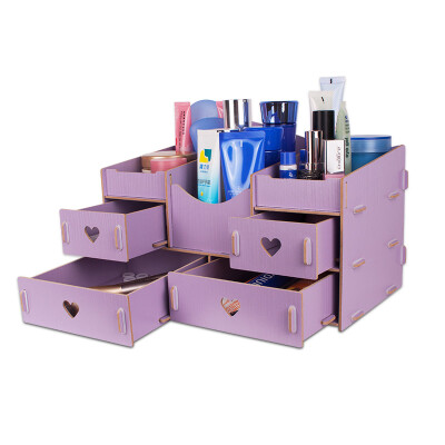 

Jingdong supermarket] according to the empire EDO cosmetics storage box desktop drawer-style wooden dresser storage TH5071 purple