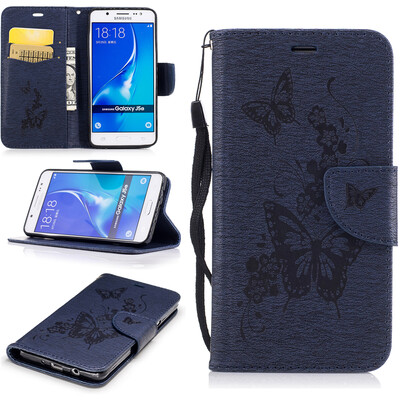 

Deep Blue Butterfly Style Чеканка Классическая флип-обложка с функцией подставки и слотом для кредитных карт для Samsung GALAXY J5 2016/J510