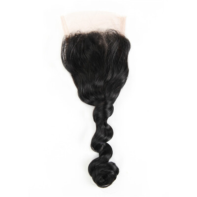 

7a Peruvian Virgin Hair Loose Wave Human Hair Weave 4x4 Free Part Three Part Peruvian Loose Wave Lace Closure Virgin Hair 1pc