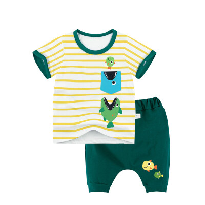 

Yue Tong Lai children's suit summer boy short-sleeved T-shirt harem pants summer suit Y1925 pocket small fish 110