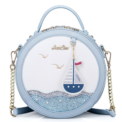

When Europe is satisfied JUST STAR handbags fashion wild female casual shoulder bag Messenger bag chain bag ladies bag bag Meng interesting small round blue 277 quiet