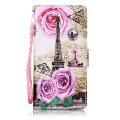 

Flower Tower Design PU Leather Flip Cover Wallet Card Holder Case for Lenovo A6000