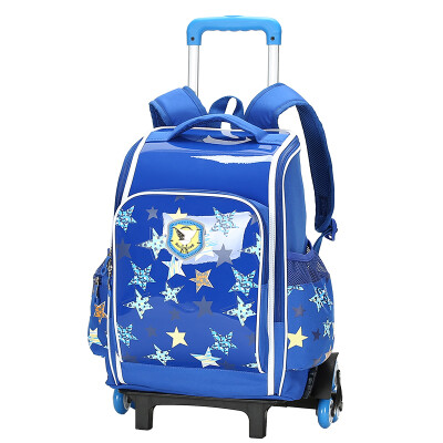 

Carany (Carany) ученик начальной школы drawbars bag 1 - 3 - 6 рюкзак бейсбола шестиколесный плечевой мешок CX8460 Po Blue Star