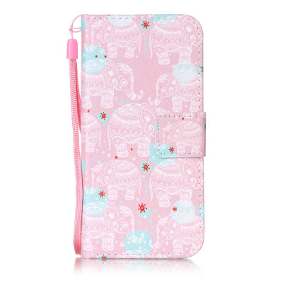 

Pink Elephant Design PU Leather Flip Cover Wallet Card Holder Case for Apple iPhone 7