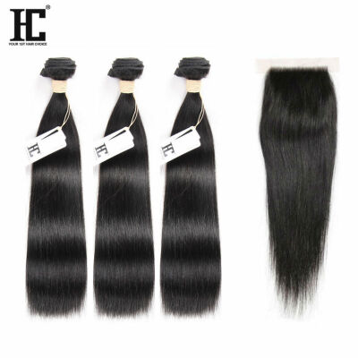 

8A Grade Ms Lula Hair With Closure And Bundle 3 Bundles With Closure Human Hair Weave Peruvian Straight Virgin Hair With Closure