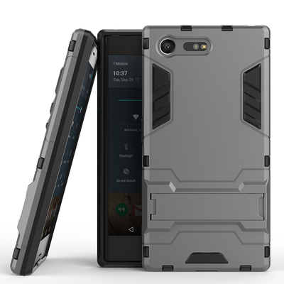 

Gray Slim Robot Armor Kickstand Shockproof Hard Rugged Rubber Back Case For SONY Xperia X Compact