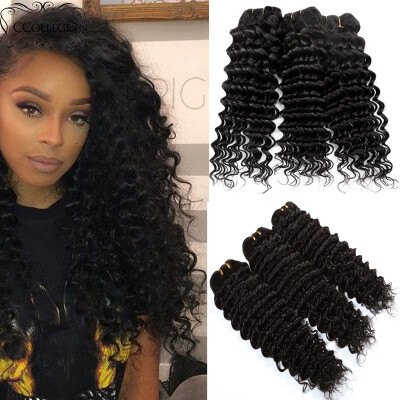 

CCollege Hair Products 3 Bundles Deep Wave Brazilian Hair 8A Grade Brazilian Hair Bundles Natural Human Hair Extensions