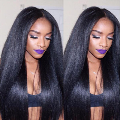 

Italian yaki lace front human hair wig yaki straight brazilian human hair lace front wig for black women