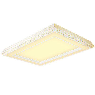 

Jingdong Supermarket Foshan Lighting FSL Ceiling Light LED Living Room Lamp Study Lamp Rectangle Hollow Three-color Dimming Light 80W Pomeran Long Long 28005