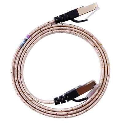 

AMPCOM AMCOM AMCAT6AGD0850 flat cable over six types of copper CAT6A network jumper gold-plated shielded computer router connection cable champagne gold 5 meters