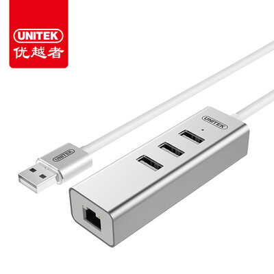 

Улучшенный человек (UNITEK) Gigabit проводной LAN конвертер USB для кабеля RJ45 интерфейсов с разветвителем 3 Apple Mac настольного 3.0HUB алюминиевой ступицы черным Y-3083BK