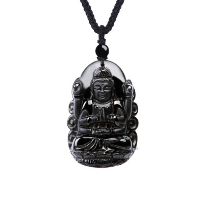 

Stone (istone) obsidian horse trend to the Buddha jade pendant