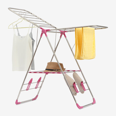 

Ou Runzhe drying rack airfoil landing folding large multi-purpose drying rack indoor&outdoor balcony clothes rod rose red