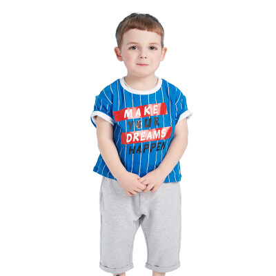 

Balabala BALABALA male boy set male boy baby short sleeve child two piece set 28192171112 blue and white tone 140