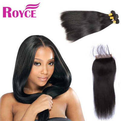 

Wholesale Human Hair Peruvian Straight 4Boudles with Closure Peruvian Virgin Hair Straight Bundles with Lace Closure Extensiond