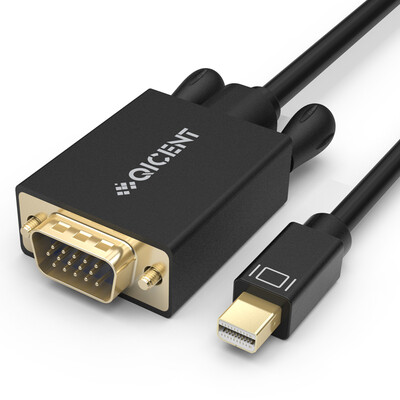

QIC MTV-20-BK Mini DP to VGA converter Mini Displayport to VGA male to female adapter HD interface cable Apple Macbook lightning interface to the TV projector 2 meters
