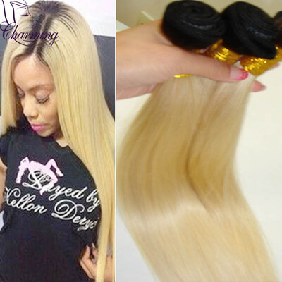 

Silky Straight Blonde #1B/#613 Brazilian Virgin Hair Ombre Human Hair Bundles Blonde Ombre Virgin Brazilian Human Hair Bundles
