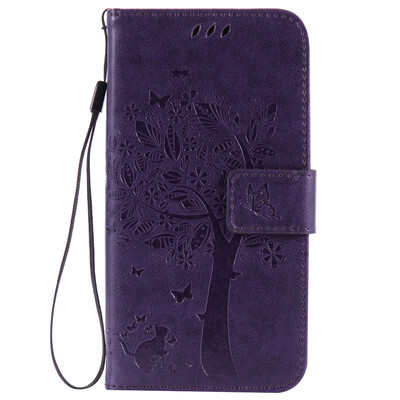 

Purple Tree Design PU Leather Flip Cover Wallet Card Holder Case for HUAWEI Y625