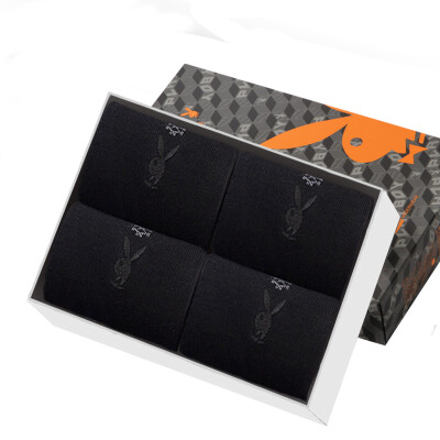 

Jingdong supermarket] PLAYBOY Playboy 2530 business men socks 4 double gift boxed men's socks in the tube cotton socks four seasons sweat breathable black 4