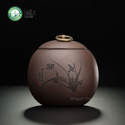 

Brown Handmade Yixing Zisha Clay Orchid Tea Caddy Coffee Canister 500ml 169 oz