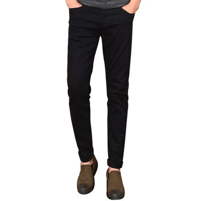 

GLO-STORY Jeans Men's Solid Fashion Casual Pants Korean Slim Pants Leggings LNK71027 Black 29