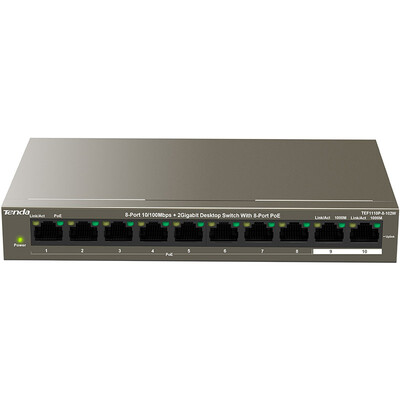 

Tenda Tenda TEF1110P-8-102W 8-port 100M PoE power supply network switch Enterprise engineering monitoring network splitter 8 2 Gigabit uplink