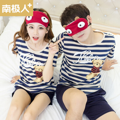 

Antarctic Underwear Pajamas Summer Cartoon Bear Short Sleeve Cotton Couples Home Service T-QL5076 Men&39s Black XL