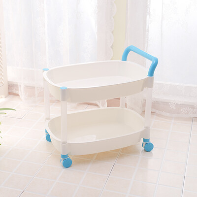 

ShuangQing pulley rack with wheels bathroom storage basket trolley storage rack 2 layer 7013