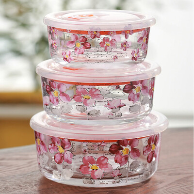 

Evergreen Insulation Box Heat-Resistant Glass Lunch Box Bubble Bowl Microwave Cooker Bowl 3pcs Set
