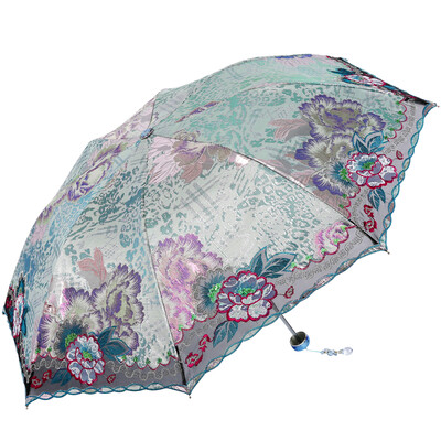 

Paradise umbrella flower in the Virgin Mary three fold ultra-light umbrella 33027E silver blue