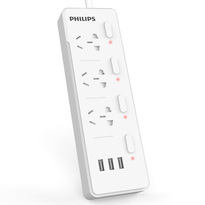 

Philips PHILIPS the new national standard 3 USB total 24A 3 18 m socket sub-control switch protection door insert plug-in board tow line board SPS3312K 93