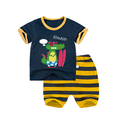 

Yue Tong Lai children's suit summer boy short-sleeved T-shirt harem pants summer suit Y1931 skateboarding crocodile 140