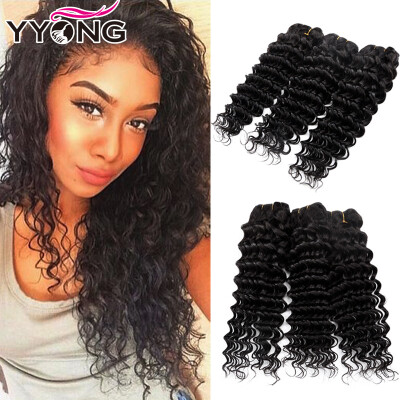 

8A Grade Unprocessed Virgin Deep Wave Hair 3 Bundles Wet And Wavy Virgin Brazilian Hair Deep Wave YYONG Hair Company Hair