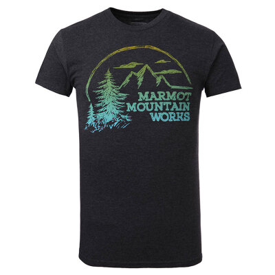 

Marmot Marmot быстросохнущая футболка мужская дышащая пот хлопок на шею с коротким рукавом одежда F900445 серый черный