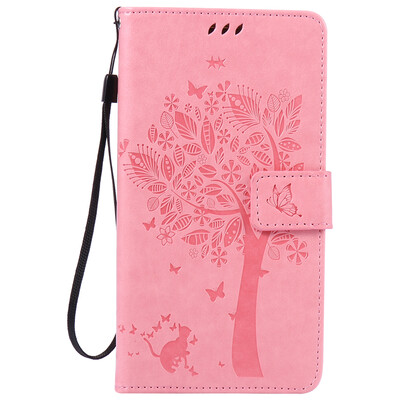 

Pink Tree Design PU Leather Flip Cover Wallet Card Holder Case for HUAWEI MATE 8