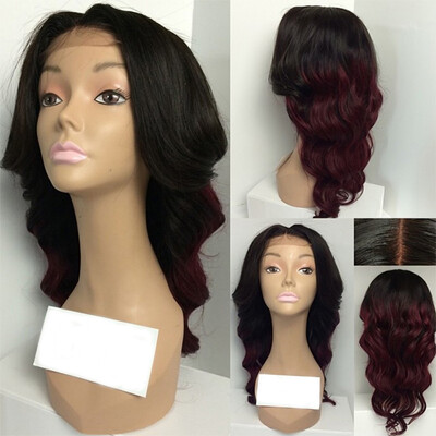

8A Full Lace Human Hair Wigs Ombre Black To 99J Brazilian Virgin Hair BodyWave Gluless Lace Front Human Hair Wigs For Black Women