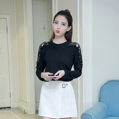 

VIVAHEART T-Shirt T-Shirt Long Sleeve Loose Sweet Hollow Petal Bottom Shirt Female VWTC172334 White L