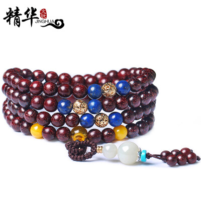 

Essence Venus lobular red sandalwood Buddha beads hand string with Hetian jade creative text to play men&39s hand string female models necklace Featured Fulu 8mm essence section