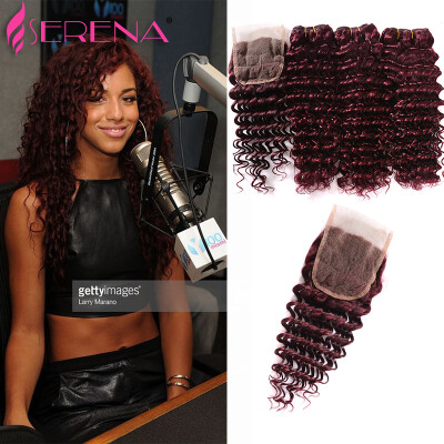 

Burgundy Deep Wave Brazilian Hair Ombre Deep Weave Virgin Hair Cheap Wet And Wavy Human Hair 99j Deep Pineapple Wave 3pcs