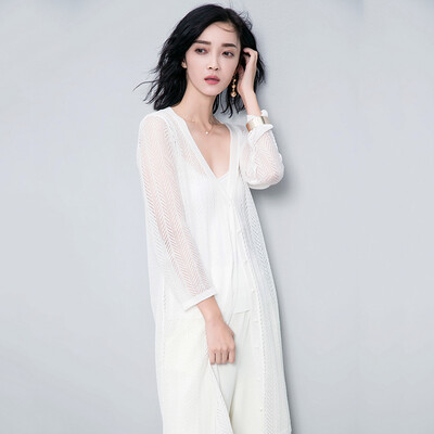 

Long Yue Women&39s Arts Knit Sweater Sweater Cardigan LWYC174207 White M