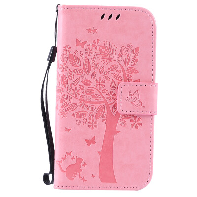 

Pink Tree Design PU Leather Flip Cover Wallet Card Holder Case for SAMSUNG J2