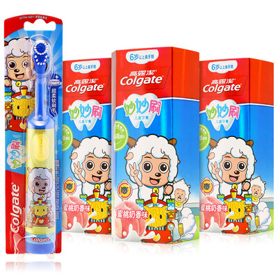 

Гао Lujie (из Colgate) Мышь Kit зубную пасту детей кисти (персиковый ароматизатор 70g × 3 + новая динамическая электрическая зубная щетка)