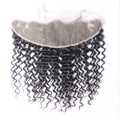 

Malaysian Remy Hair Deep Wave Lace Frontal Closure With Baby Hair 13x4 Ear To Ear 100% Human Hair 8-22" Free Part