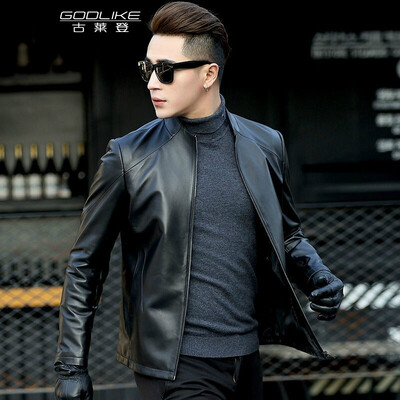 

Mens leather jacket long sleeve autumn witer clothing genuine sheepskin motocycle coat real leather the newest simple style