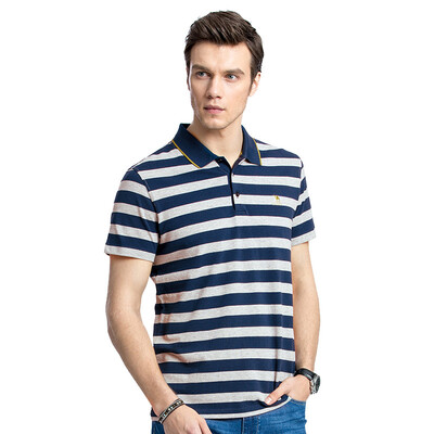 

Camel (CAMEL) men's fashion men's lapel embroidered standard business casual short-sleeved T-shirt male X7B024134 treasure blue