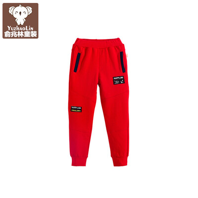 

Yu Zhaolin children's sweater pants boy pants wild sweater sanding single pants YH56T0770 letters anchor red 130